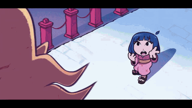a cartoon drawing of a girl with a surprised expression