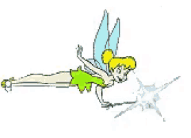 a cartoon of tinkerbell flying next to a star
