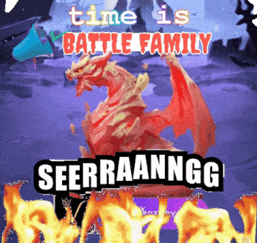 a poster that says time is battle family with a dragon