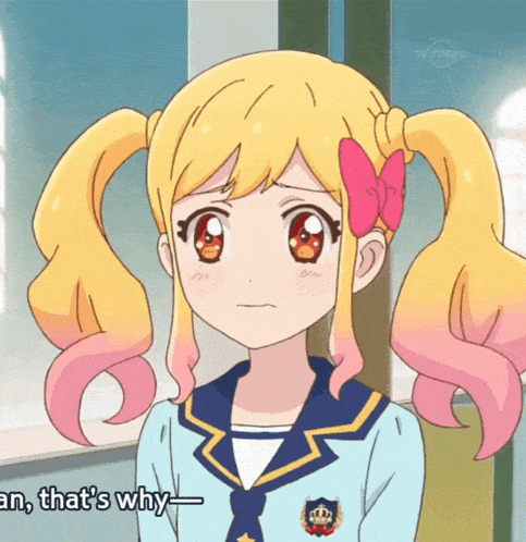 a girl with two pigtails and a crown on her chest says " an that 's why "