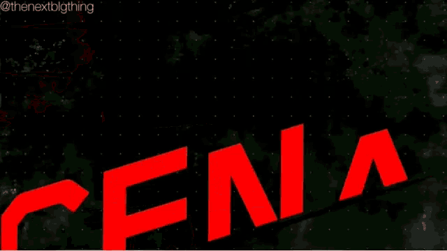 a red and white logo for john cena on a black background