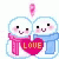 a couple of snowmen holding a heart that says love .
