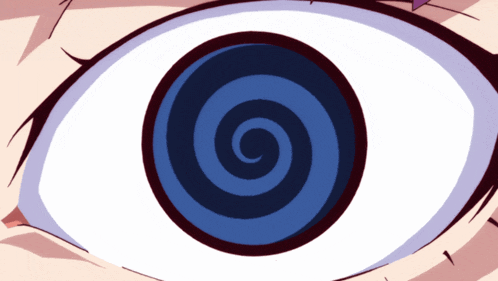 a close up of a person 's eye with a blue swirl in the center