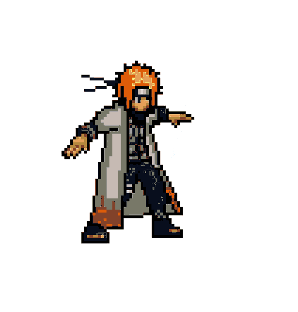 a pixel art drawing of a person with smoke coming out of their head