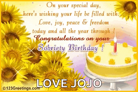 on your special day , here 's wishing your life be filled with love , joy , peace & freedom
