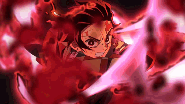 a cartoon character is holding a pink sword in his hand