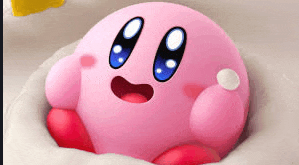 a close up of a pink cartoon character sitting in a hole .