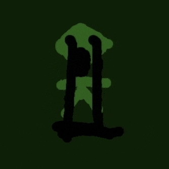 it looks like a silhouette of a person standing on a green background .