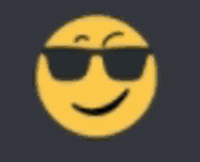 a yellow smiley face wearing black sunglasses on a dark background