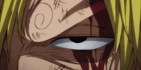 a close up of a person 's eye with a swirl on his face