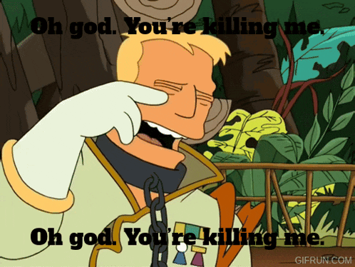a cartoon character with chains around his neck says oh god you 're killing me oh god you 're killing me