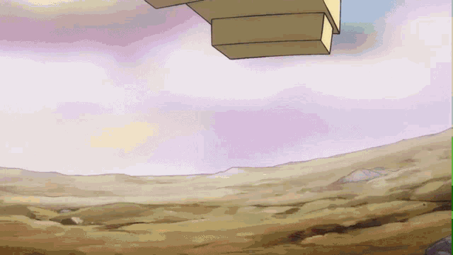 a cartoon drawing of a desert landscape with a purple sky