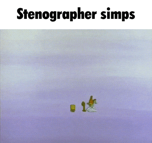 a picture of a cartoon character with the words stenographer simps above it