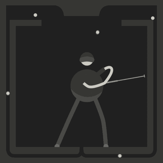 a black and white drawing of a person with a sword