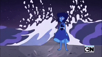 lapis lazuli is standing in front of a wave in a cartoon .