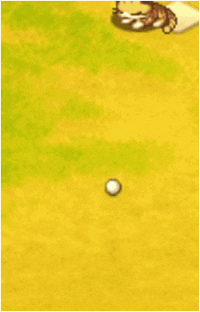 a pixel art of a girl holding a golf ball