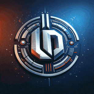 a futuristic logo with a letter b in the middle