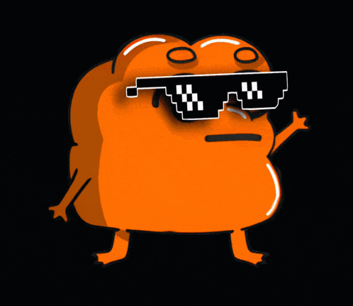 an orange cartoon character wearing a pair of sunglasses
