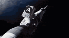 a man in an astronaut 's suit is flying in space .