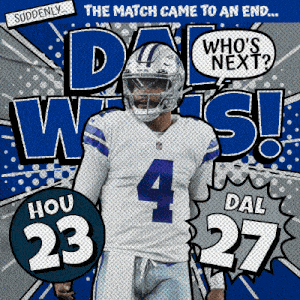 a poster that says the match came to an end who 's next hou 23 dal 27