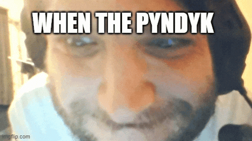 a close up of a man 's face with the words " when the pyndyk " above him