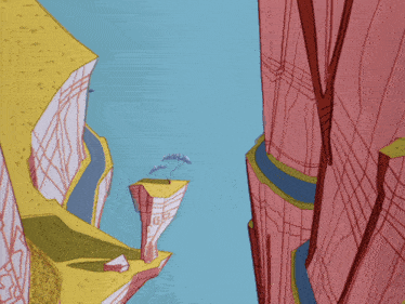 a cartoon drawing of a canyon with the letter g on the bottom