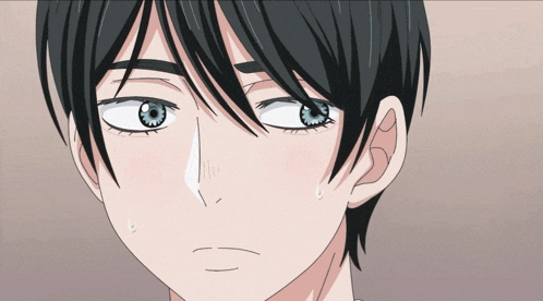 a close up of a person 's face with a tear coming out of his nose