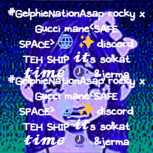 a picture of a girl with the words #gelphienationasap rocky on it
