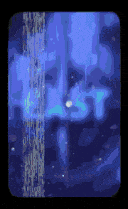 a blue background with a black border and a few lines