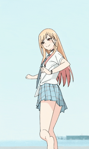 a girl in a plaid skirt and white shirt is dancing