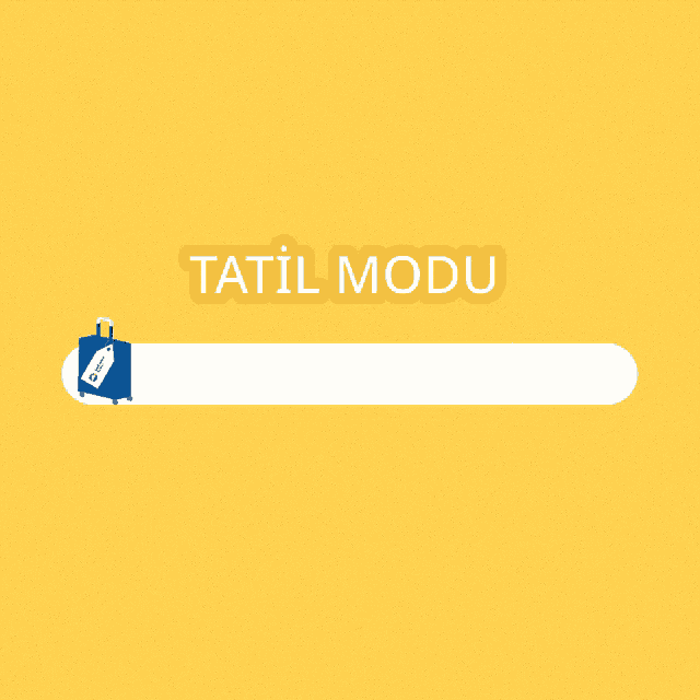 a blue suitcase with a tag that says " tatil modu "