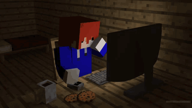 a minecraft scene with a blue zzz sign