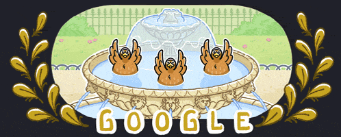 a cartoon of three sloths in a fountain with the word google below them