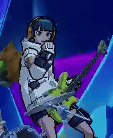 a girl is playing a guitar in a video game .