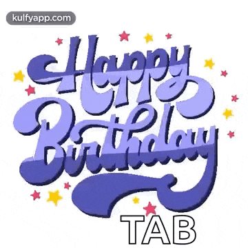 a happy birthday greeting card with the name tab on it