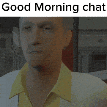 a blurred image of a man with the words " good morning chat " above him