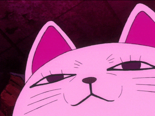 a close up of a pink cat 's face