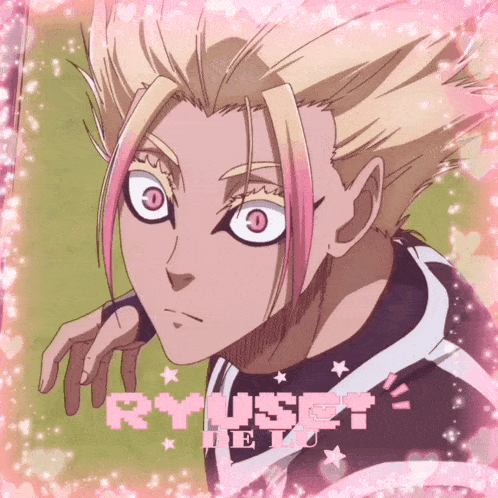 a picture of a anime character with the name ryusei written on it
