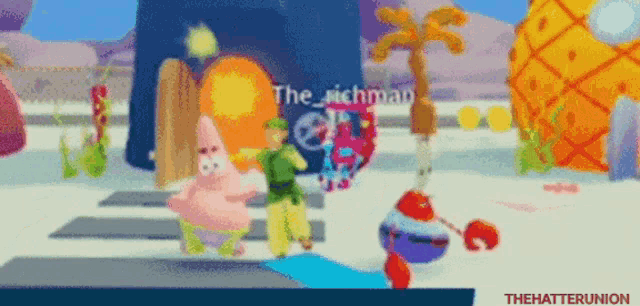 a pixel art of spongebob squarepants characters including patrick star and spongebob