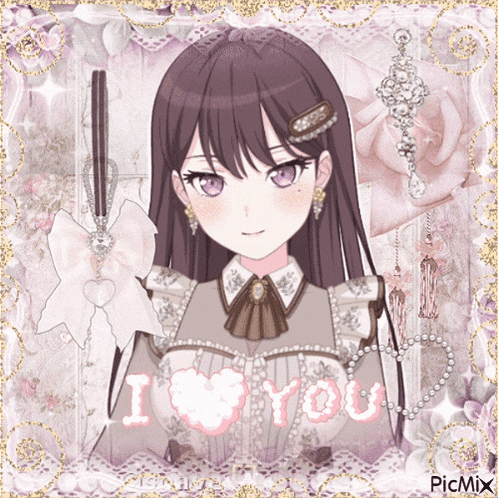 a picture of a girl with the words i love you written on it
