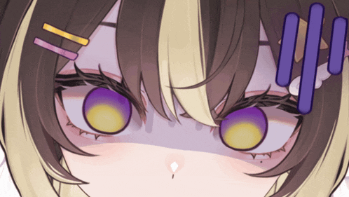 a close up of a girl 's face with a surprised expression