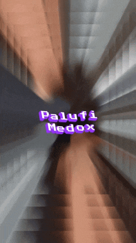 a blurred image with the words palufi medox in purple letters