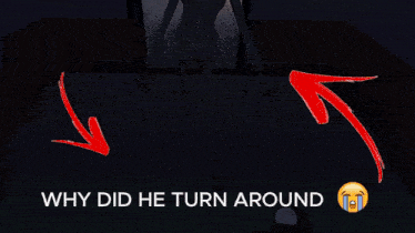 a screenshot of a video game with the words why did he turn around at the bottom