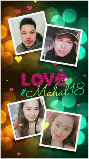 a collage of four pictures with the words love mahal 18 on the top
