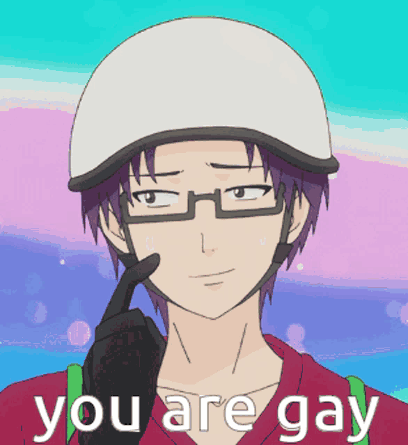 a man wearing a helmet and glasses says you are gay