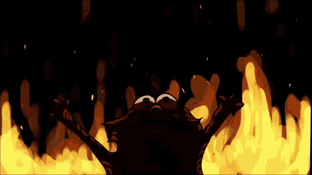 a drawing of a fire with the words atessenicaginyooo