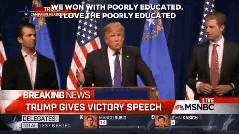 breaking news trump gives victory speech on the screen