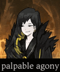 a drawing of a woman with the words palpable agony written below her
