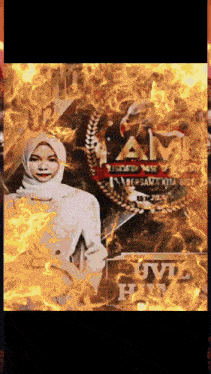 a woman in a hijab stands in front of a sign that says ' i am bersama kita bisa '