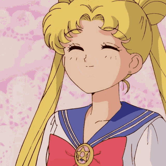 a girl with blonde hair wearing a sailor suit with a red bow